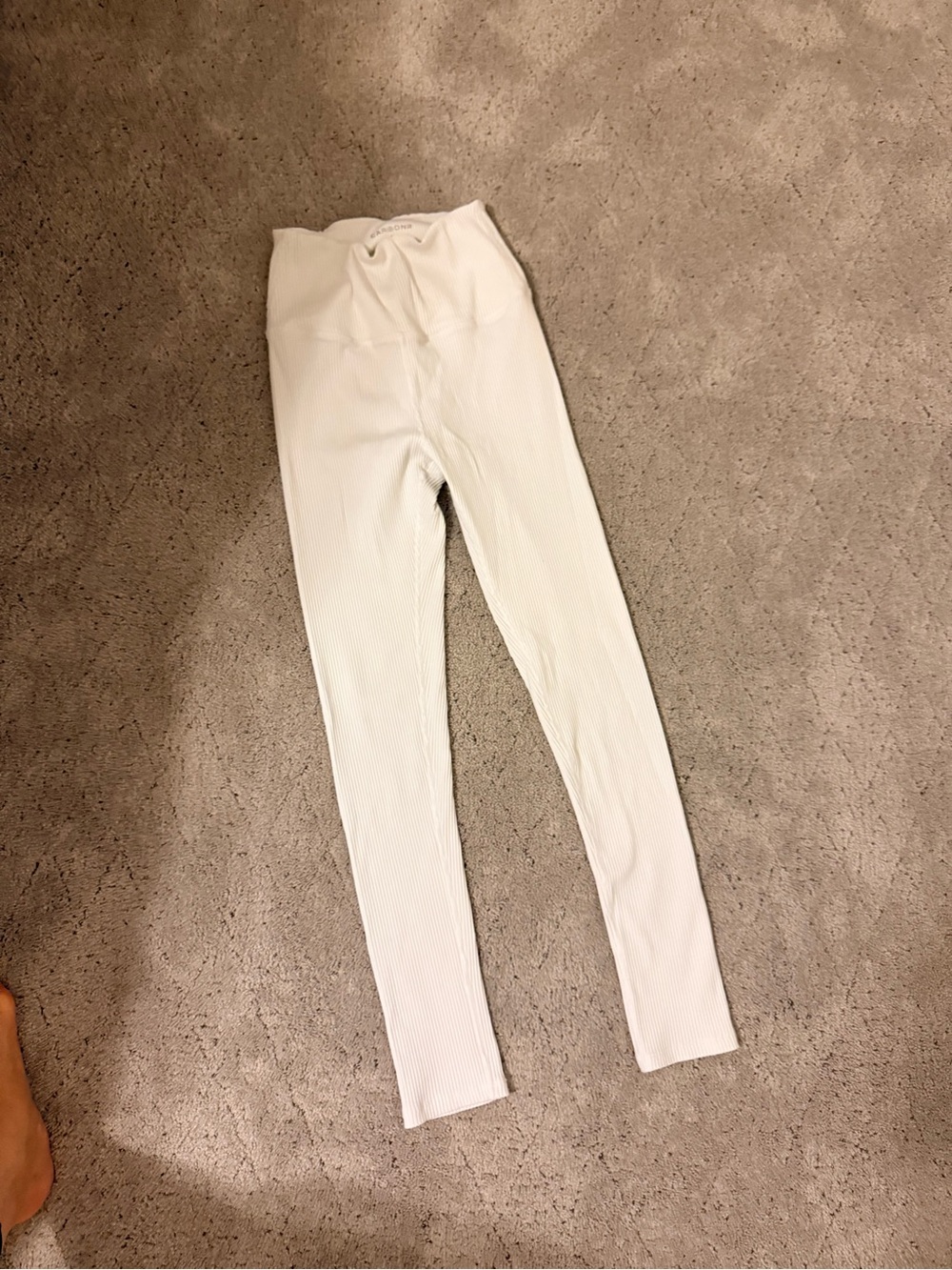 Carbon38 Cream Ribbed High-Waist Leggings